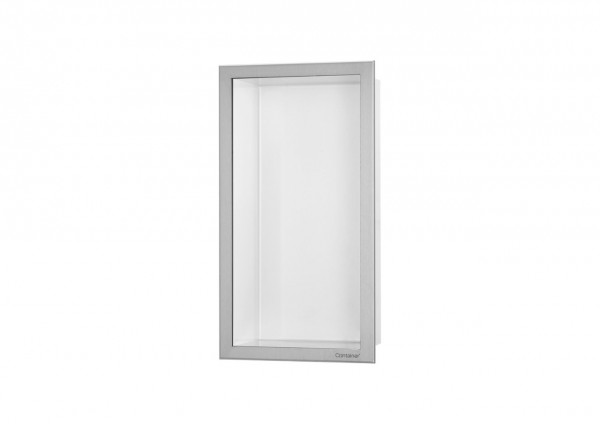 ESS Wandnische BOX 10 Weiß Edelstahl gebürstet Rahmen, 150x300x100
