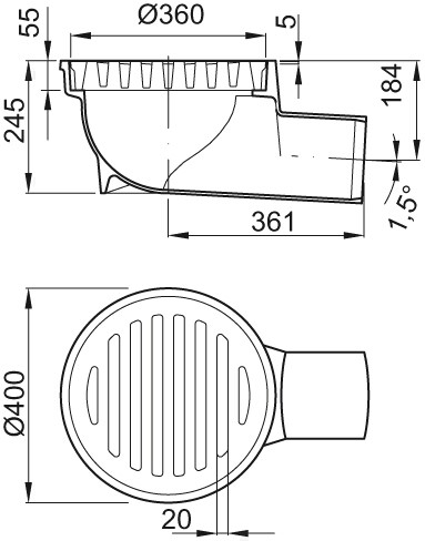 ACO Bodenablauf Klasse M 125 DN 150