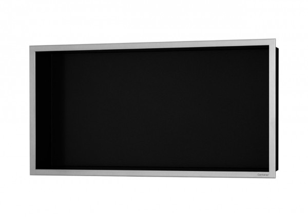 ESS Wandnische BOX 10 Schwarz Edelstahl gebürstet Rahmen, 600x300x100