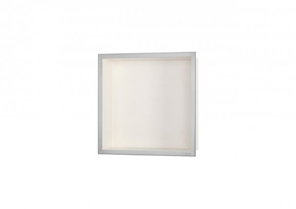ESS Wandnische BOX 10 Creme Edelstahl gebürstet Rahmen, 300x300x100
