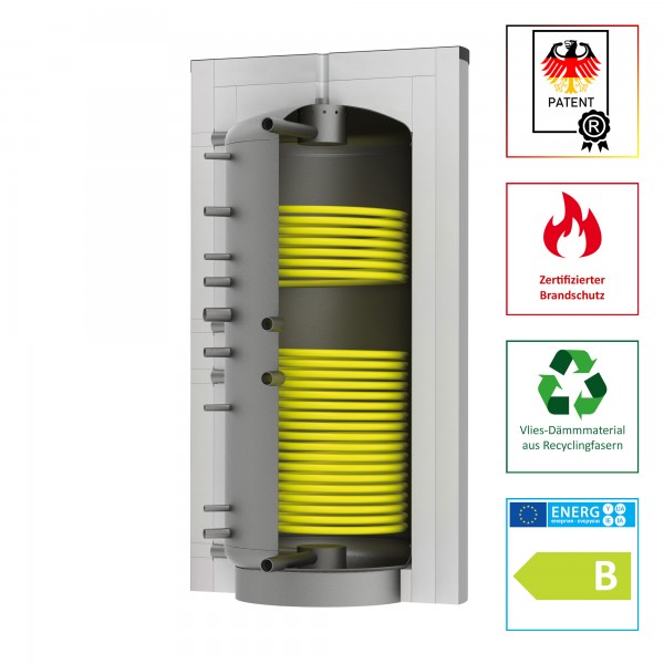 Solarbayer Schichtleit-Pufferspeicher SLS-1500-2S-Plus, patent. SLS-System