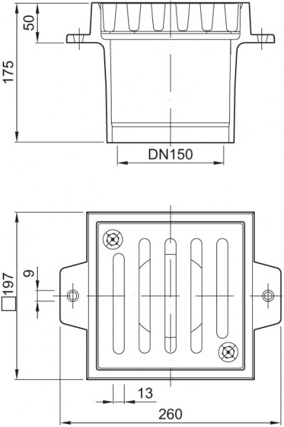 ACO Bodenablauf Klasse M 125, Rost verschraubt DN 150