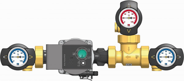 PAW RL Hochhaltg RHT DN 25 Thermisches Ventil 45 C 1" IG Wilo Yonos PICO 25/1-6