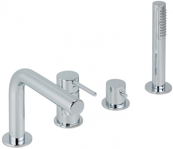 Herzbach 4Loch Wannenbatterie Design New für Fliesen /Wannenrandmontage chr