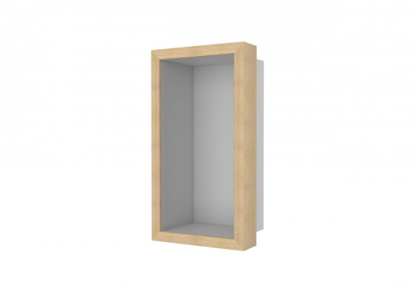 ESS Wandnische W-BOX Edelstahl gebürstet Holzrahmen Oak Natural, 15x30x10 cm