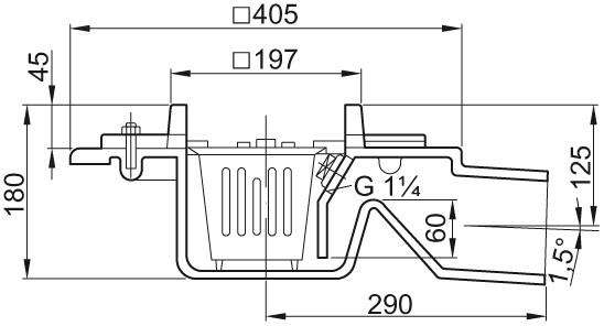 ACO Bodenablauf DN 100 1,5Grad M 125 we epoxiert ohne Rost weiß