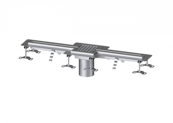 KESSEL Schlitzrinne Ferrofix Klebeflansch H: 15 mm, 17x1000mm, mittig