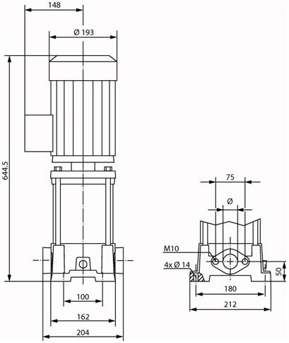 Wilo HD Kreiselpumpe Multivert MVIL 3?400 V Typ 103 Rp 1"/Rp 1" 0,37 kW