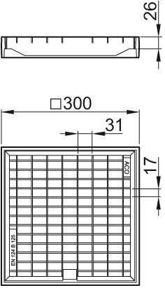 ACO Aufsatzrahmen Gusseisen, mit Rost L 15/M 125