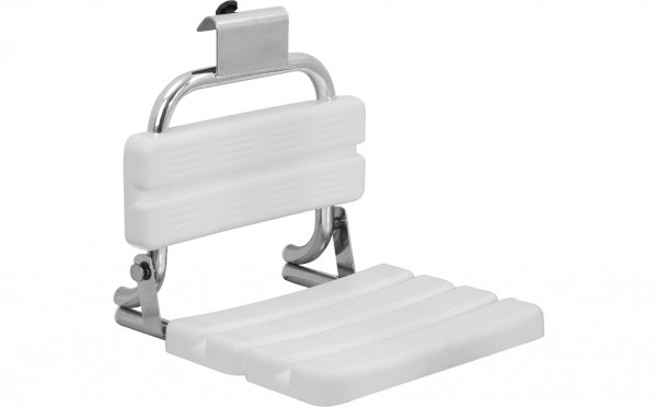 AS Duschklappsitz einhängbar,arretierbar 525x480 mm, Rückenlehne KS weiß, poliert