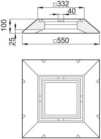 ACO Übergangsrahmen Polymerbeton, Höhe 100mm M 125