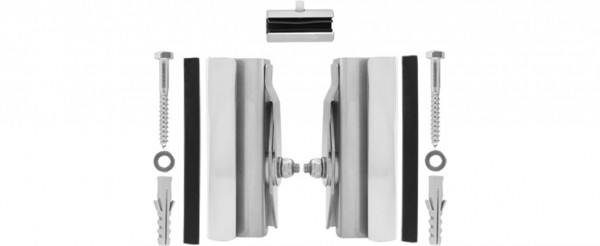 AS Kippspiegelgarnitur Edelstahl glatt für Spiegel max.600 x 450 x 6 mm