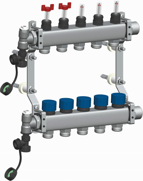 PAW Fußbodenkreis 5-fach Durchflussanzeiger und -regler