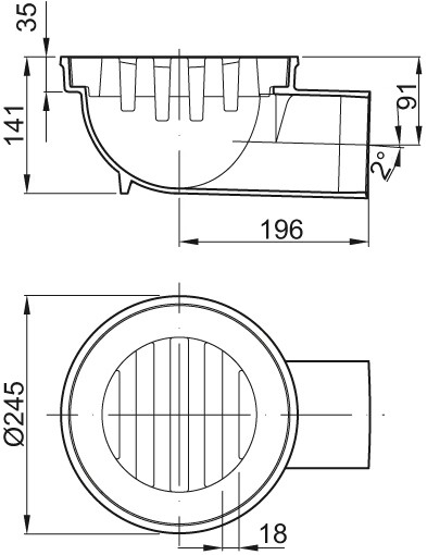 ACO Bodenablauf DN 100 M 125, Höhe 40mm