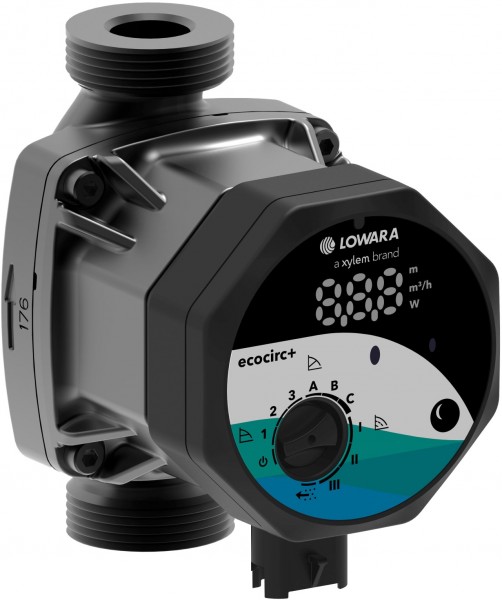 Lowara H-Pumpe ecocirc S+ 20-4/130 L:130 G1 1/4" PN10 max. H:4m 24W