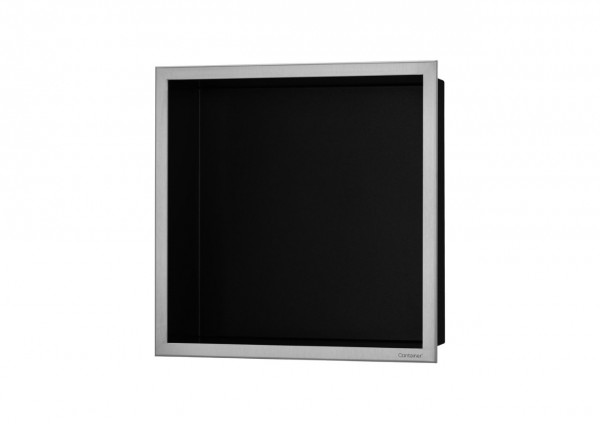 ESS Wandnische BOX 10 Schwarz Edelstahl gebürstet Rahmen, 300x300x100
