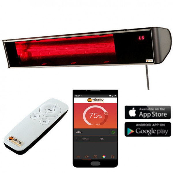 Vitramo Infrarot-Strahler, Glaskeramik, 795x142x216mm, 2000W schwarz