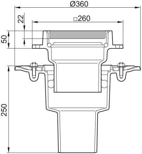 ACO Reinigungsverschluss FINOR S 2 tlg. M 125 De mit Betonfüllung DN 150