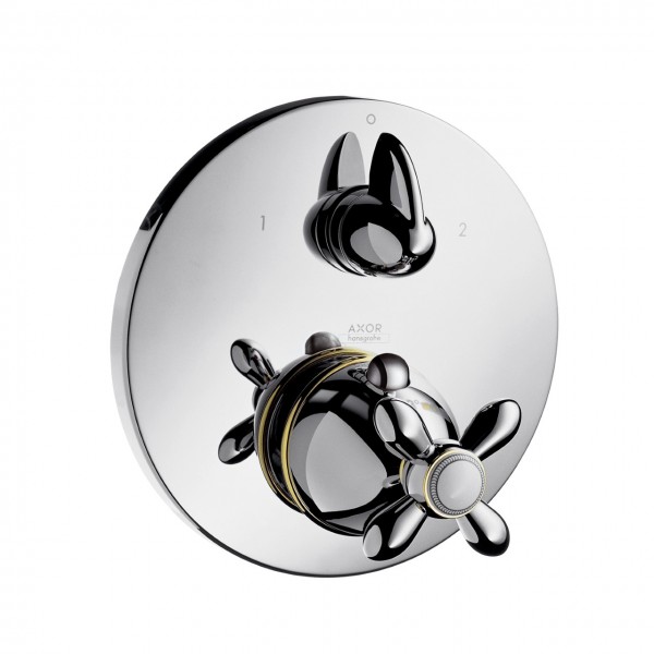 hansgrohe Thermostat UP Axor Carlton Ab-u.Umsteller m.Kreuzgr.chr./gold-optik