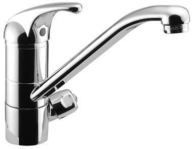 Herzbach Spültisch Einlochbatterie Largo m schwenkb. Ala 135 Grad u Abspv chr