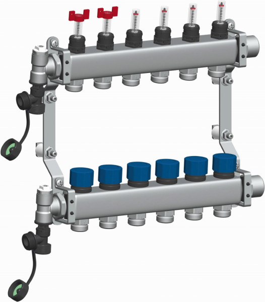 PAW Fußbodenkreis 6-fach Durchflussanzeiger und -regler