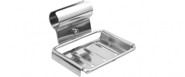 AS Seifenschale herausnehmbar Edelstahl m. Klemmverschr. f. Rohr D=32mm, poliert