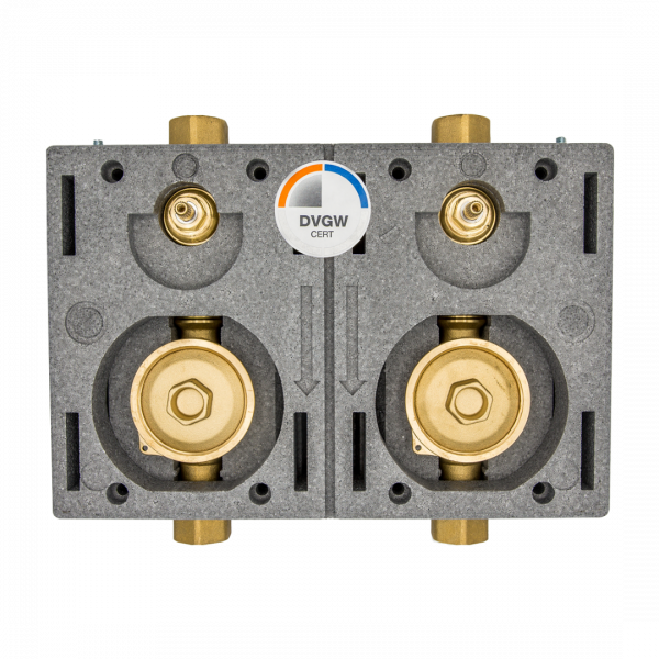 DELTAMESS Miniblock Duo Koax 2", 3/4 IG Messing, Spindelventil