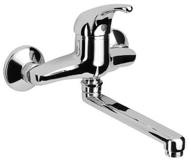 Herzbach Spültisch Wandbatterie Largo mit schwenkbarem Auslauf 200mm chr