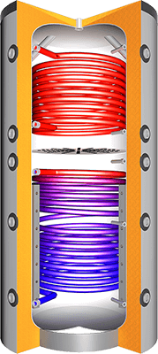 Pufferspeicher JPSLRR m 2 Wärmetauscher 825 l