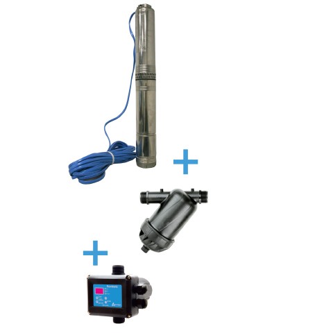 ewuaqua iWater eco4 4-90 Beregnungs-Paket Paket mit Pumpe, Drucksch. und Filter