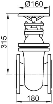 ACO Absperrschieber Gusseisen, für Druckleitung DN 80