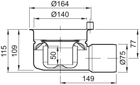 ACO Bodenablauf Variant CR DN 70 Stutzenn. 1,5Grad Halterand o GV