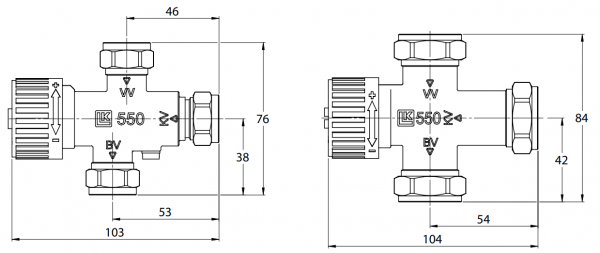 LK Armatur LK 550 thermisches Mischventil 22mm Kvs 2,2