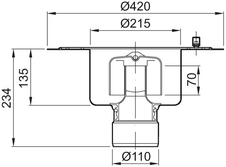 ACO Bodenablauf Variant CR DN 100 Stutzenn. 90 Grad Klebefl. o GV