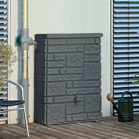 ewuaqua iWater Maurano 300 l black granit PE-Regenwasserspeicher bepflanzbar