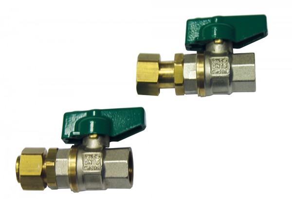 Anschluss-Set KW/TWW 2x Kugelhahn grün G/Rp1/2, DVGW