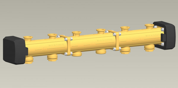 PAW Modulverteiler DN 20 3-fach F 1/2" x 1" AG/3/4" IG Iso Endkappen