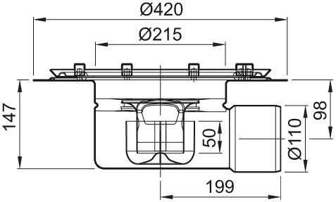 ACO Bodenablauf Variant CR DN 100 Stutzenn. 1,5Grad PDF o GV