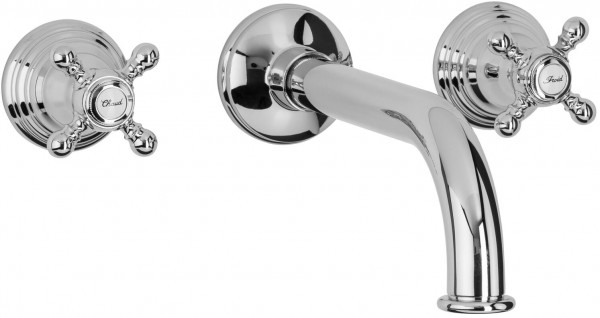 Herzbach Fertigmontage Set Anais Classic WT Brückenbatterie Wandmont. weiß gold