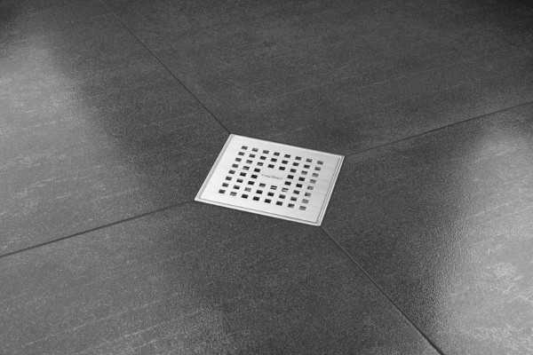 ESS Bodenabläufe Aqua Plus Quattro Edelstahl gebürstet, MSI6, 15x15 cm