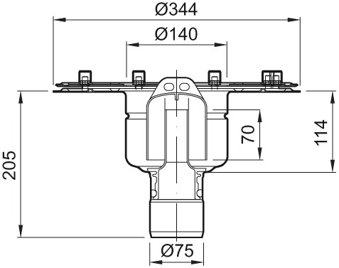 ACO Bodenablauf Variant CR DN 70 Stutzenn. 90Grad PDF o GV
