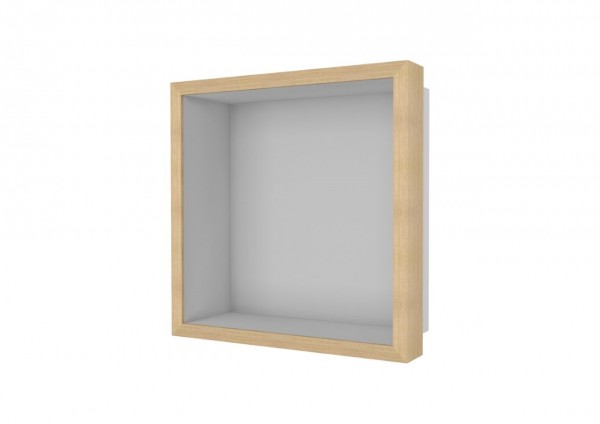 ESS Wandnische W-BOX Edelstahl gebürstet Holzrahmen Oak Natural, 30x30x10 cm