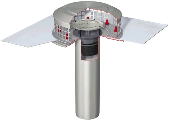 ACO Brandschutz Flachdachablauf Spin DN 100 1 tlg. 90Grad ohne Dichtungsbahn