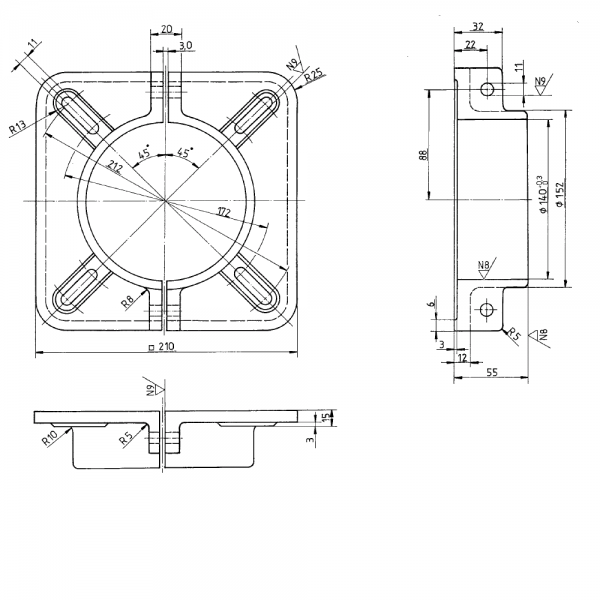 Intercal Schiebeflansch SL 77 - 88 lackiert