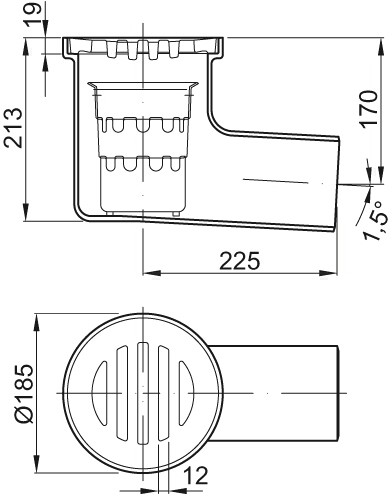 ACO Bodenablauf Klasse L15 DN 100, Eimer PE