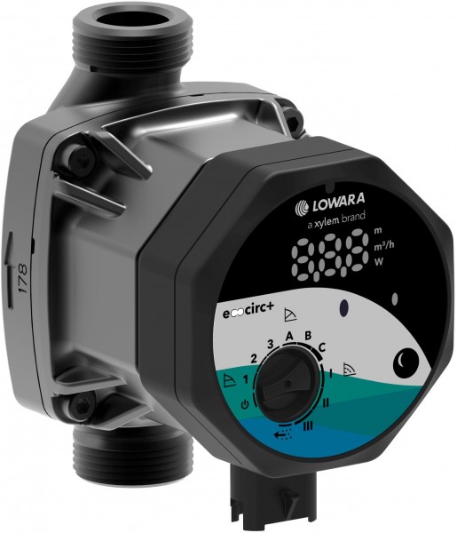 Lowara H-Pumpe ecocirc M+ 15-6/130 L:130 G1" PN10 max. H:6m 34W